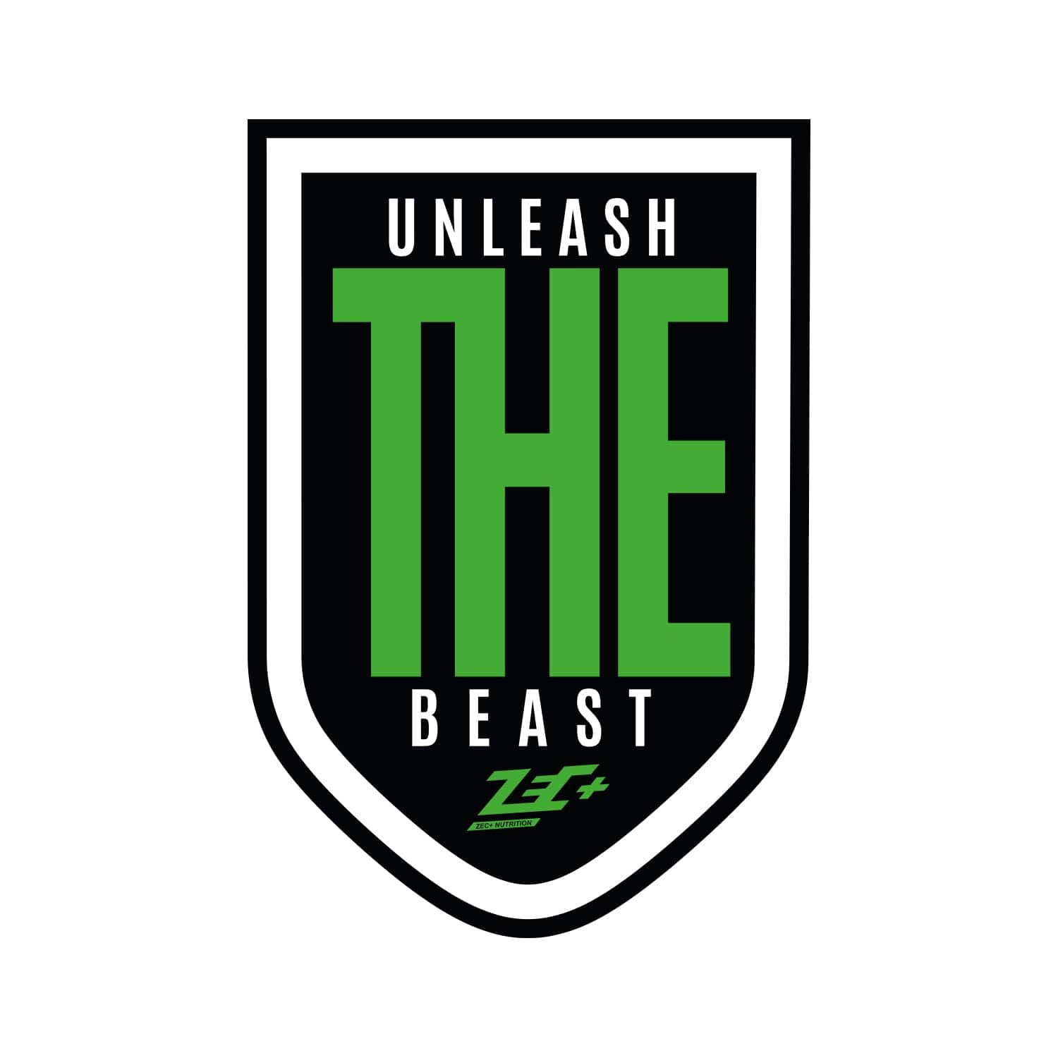 Zecplus Autoaufkleber klein Motiv Unleash the Beast schwarz weiß grün mit Zecplus Logo
