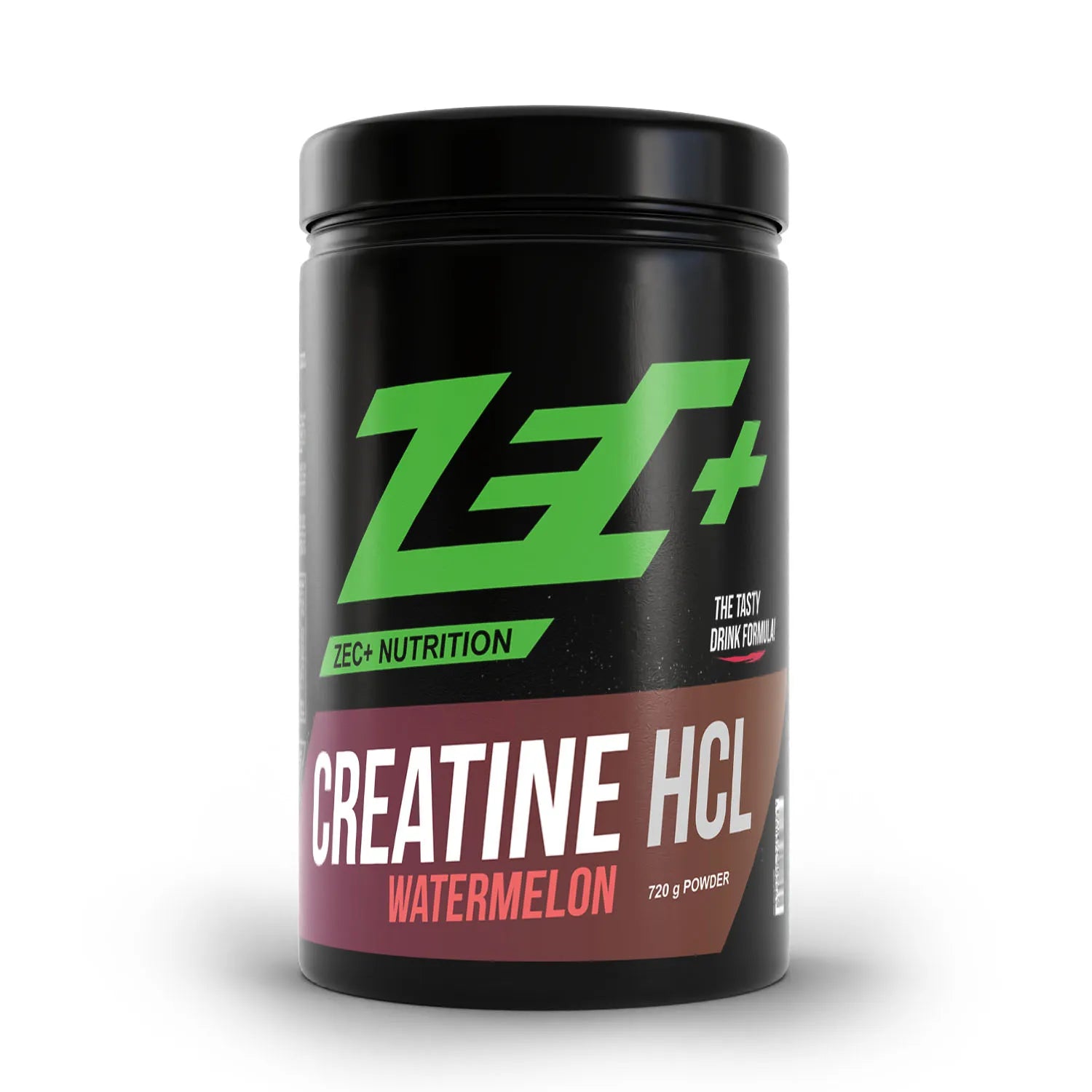 Zecplus Creatin HCL Hydrochlorid 720g Pulver Wassermelone Vorderseite schwarze Kunststoffdose