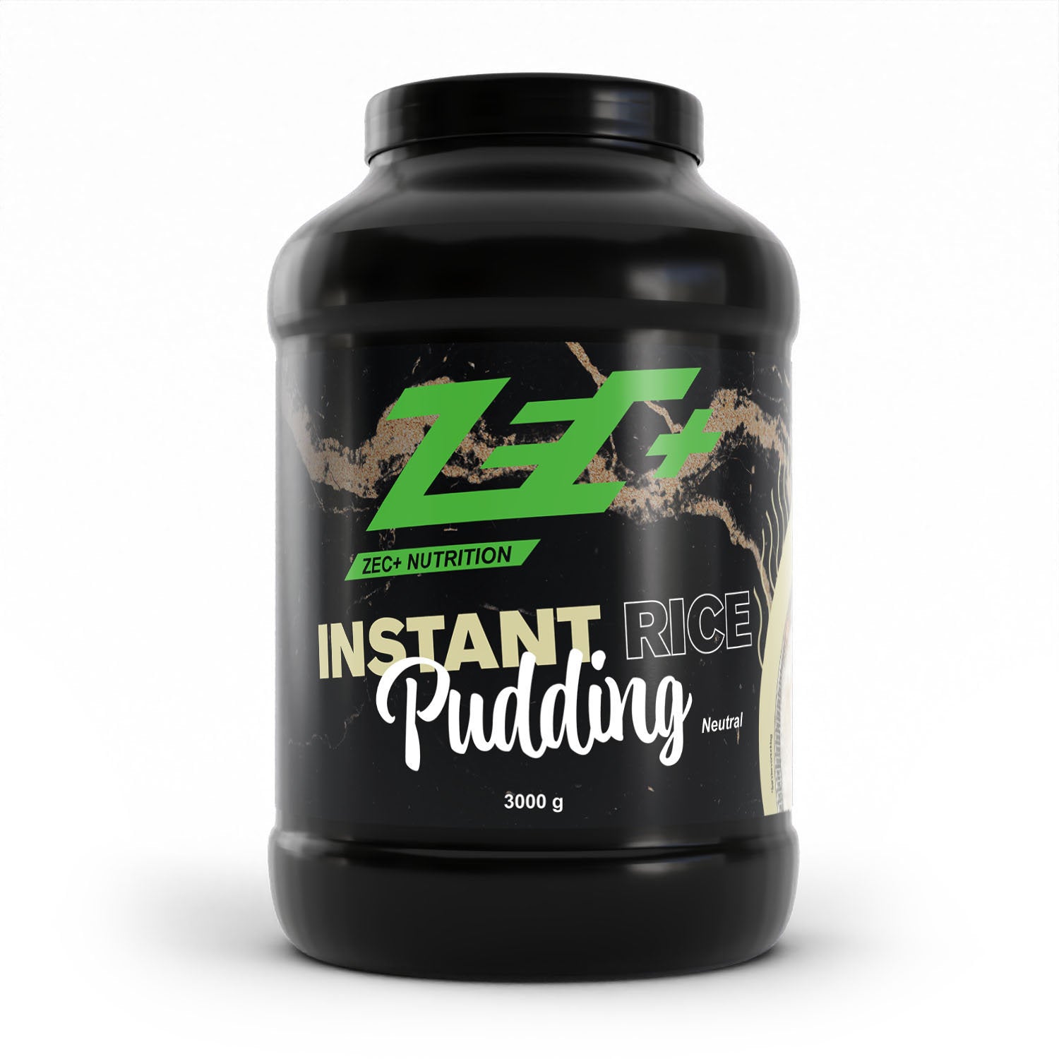 Zecplus Instant Reispudding Neutral 3000g Vorderseite schwarze Kunststoffdose