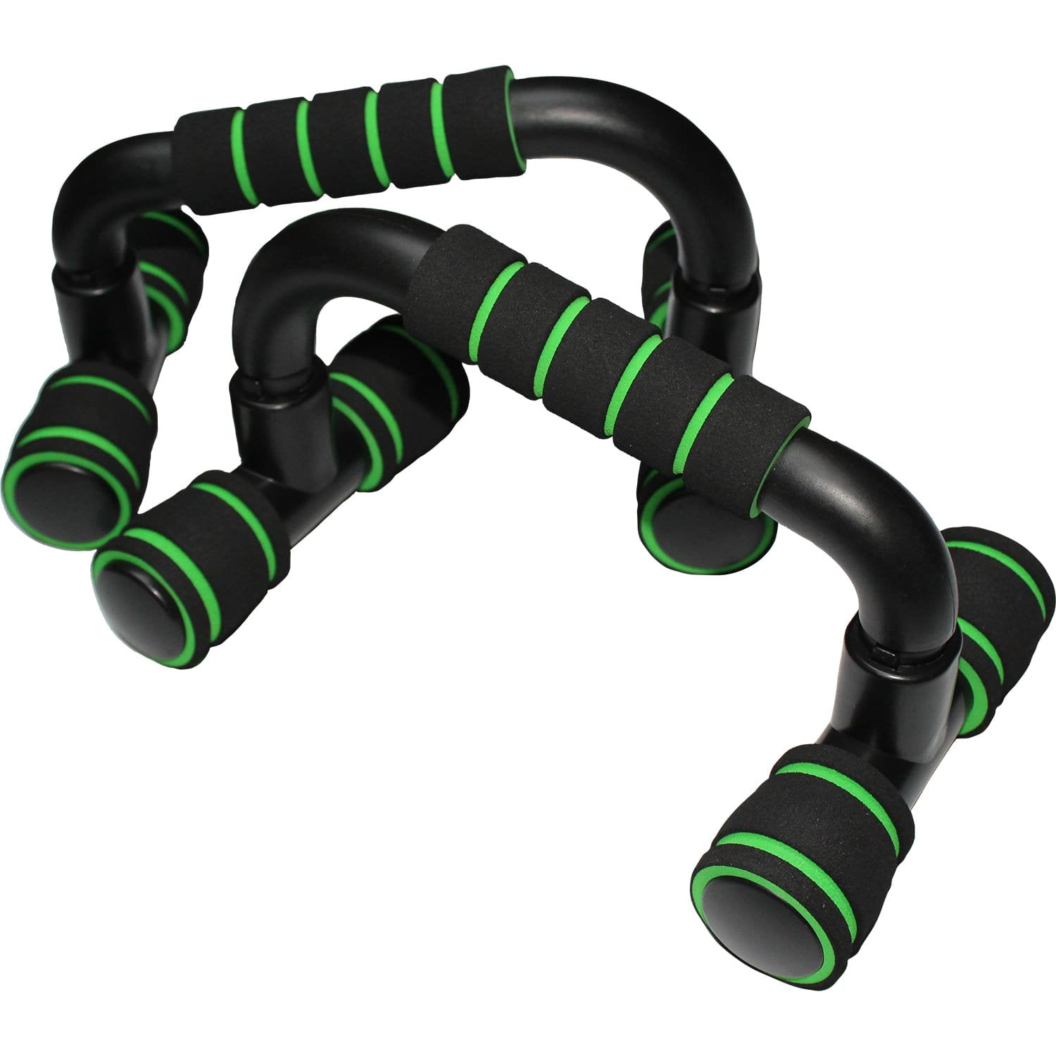 Zecplus Liegestützgriffe 2 Stück schwarz mit grünen Polsterungen