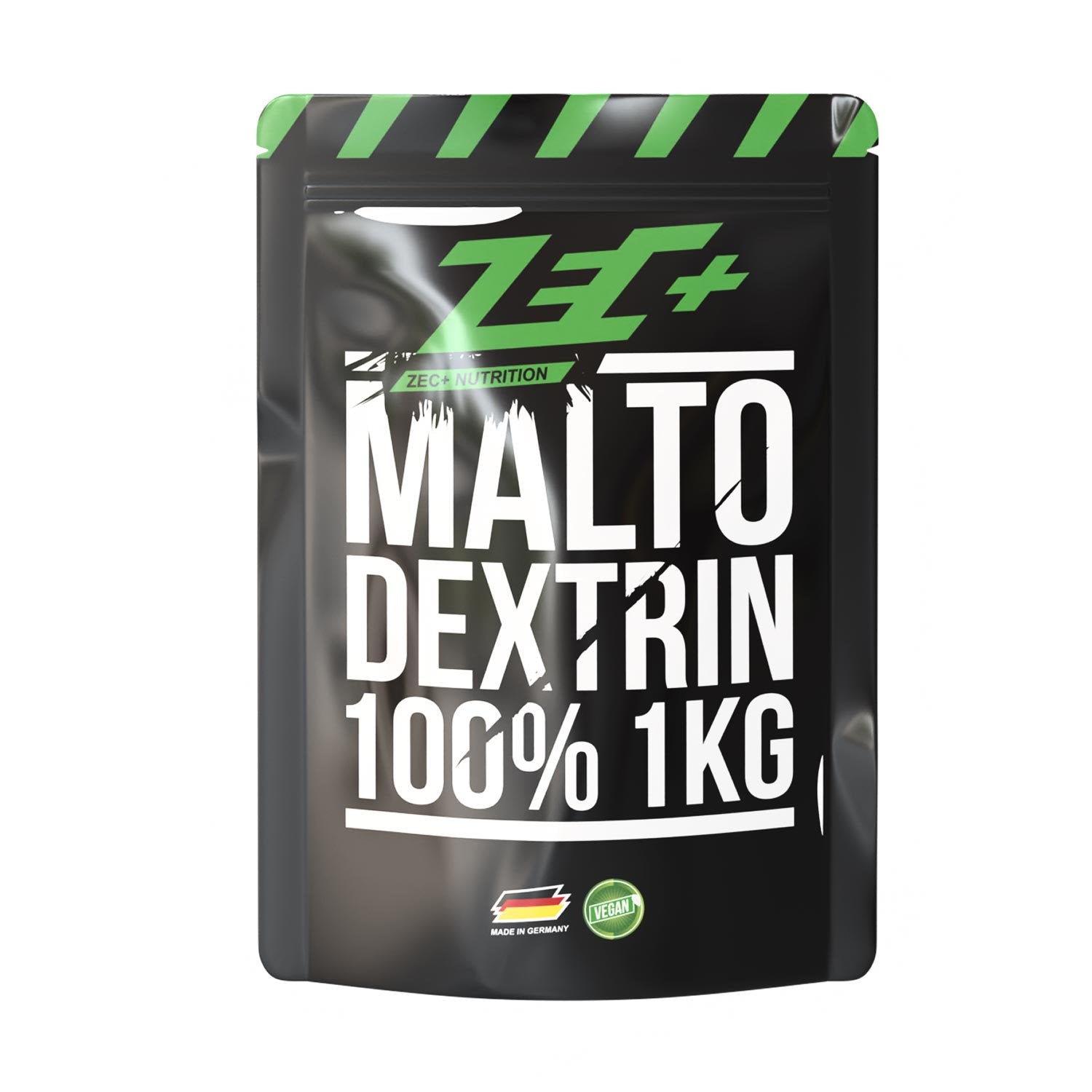 Zecplus 100% Maltodextrin Pulver 1000g Vorderseite schwarzer Standbeutel