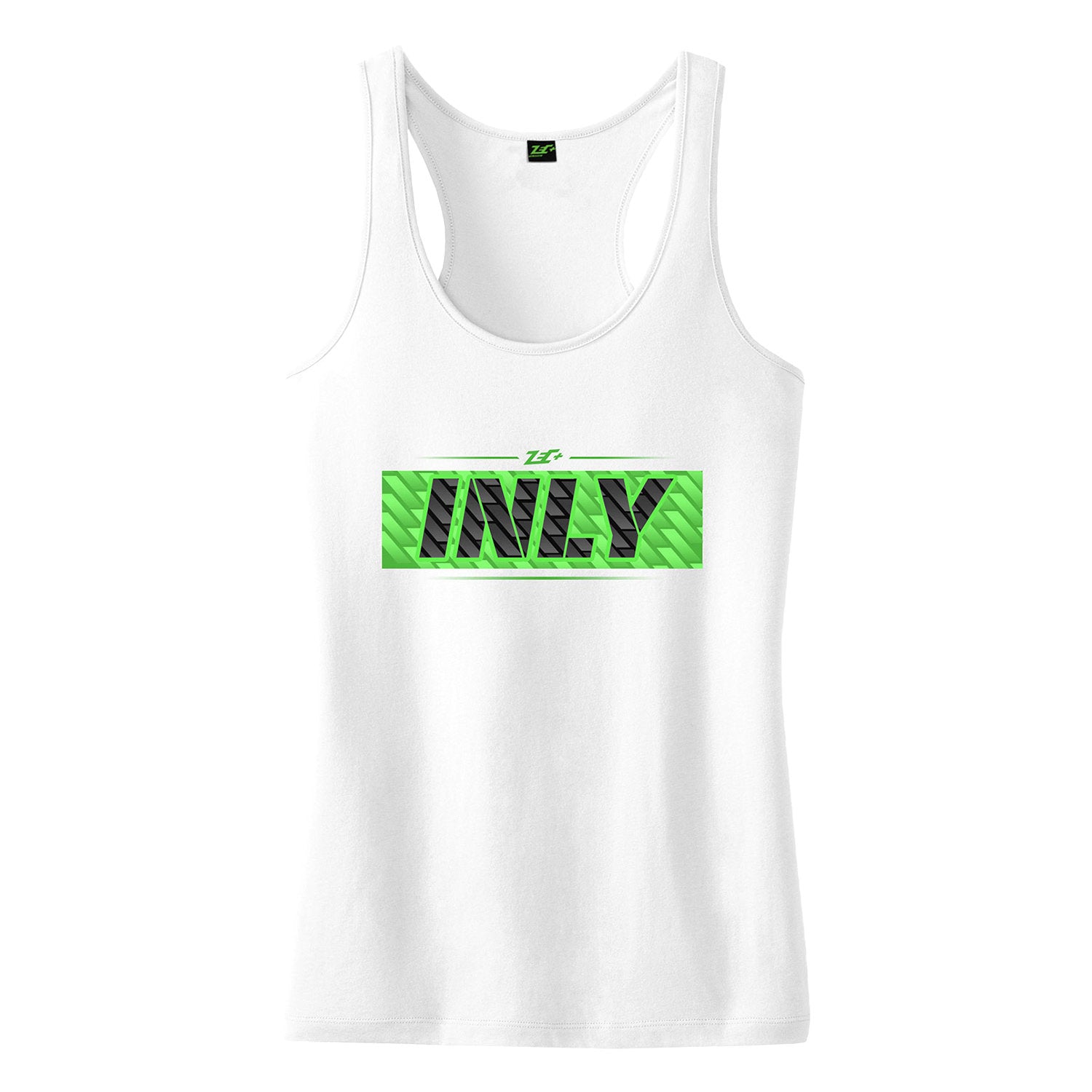 Weißer Herren-Stringer mit grün-schwarzem INLY-Motiv und Zec+ Logo