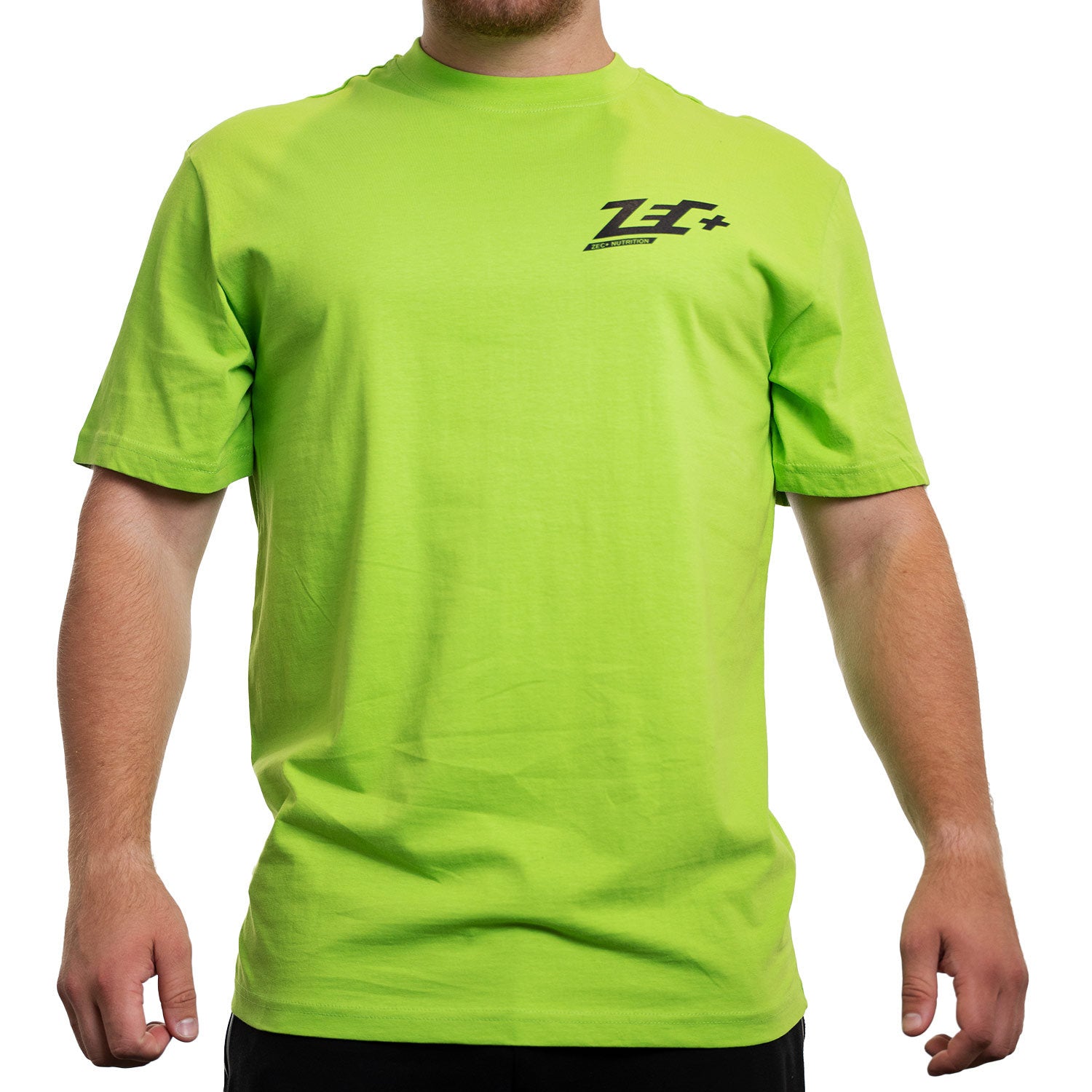 Herren T-Shirt in Neon-Grün mit kleinem schwarzem Zec+ Logo vorn