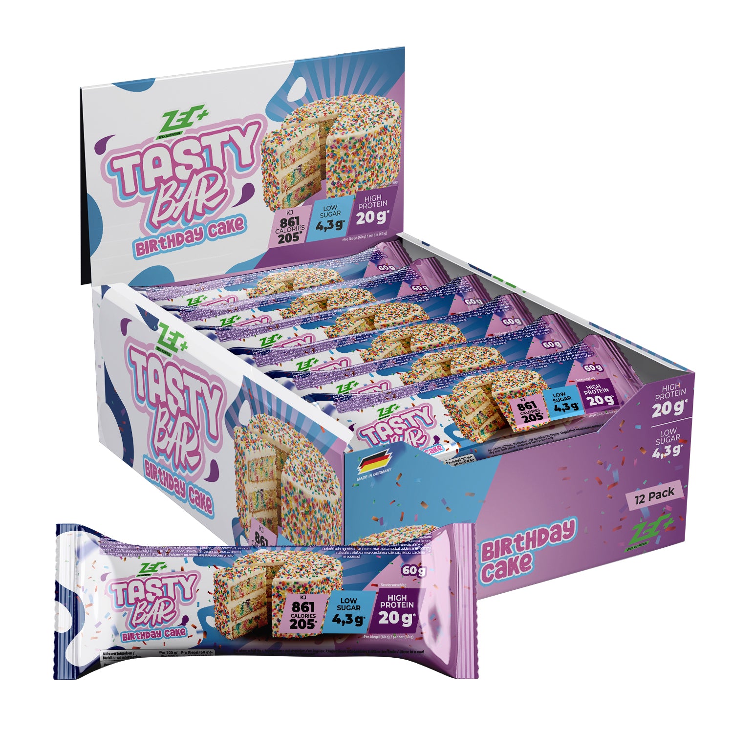 ZEC+ TASTY BAR Birthday Cake Limited Edition, 60g