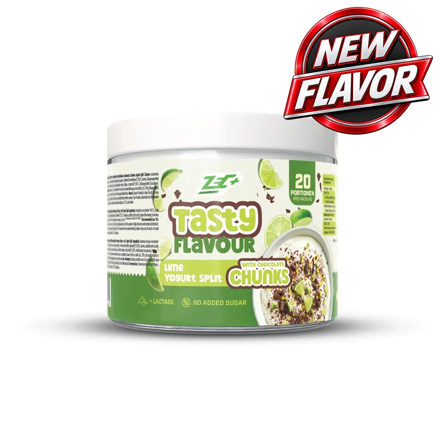 Zecplus Tasty Flavour Yogurt Lime Split Aromapulver 100g Vorderseite weiße Kunststoffdose