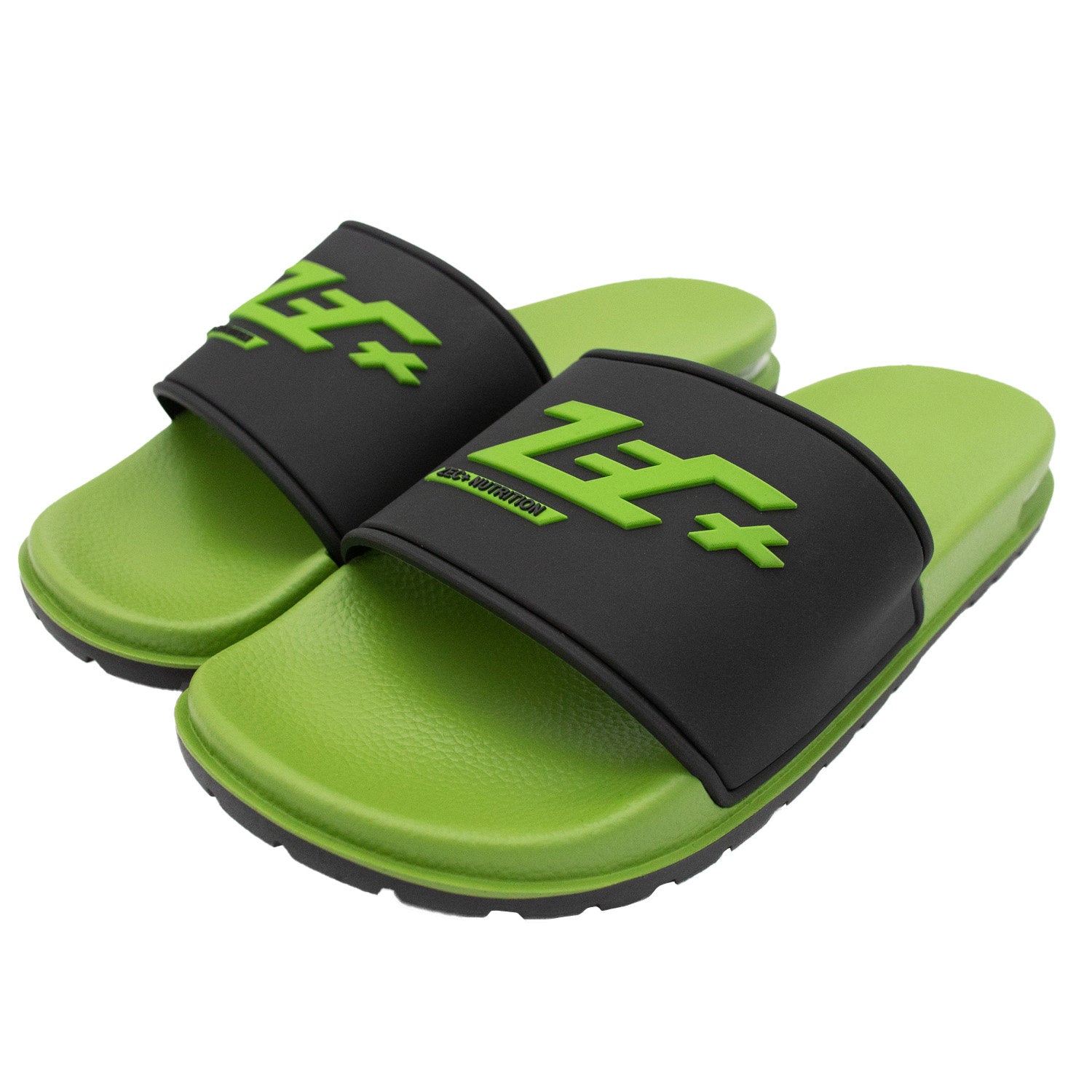 Zec+ Zectoletten grün-schwarz, schräge Vorderansicht mit Logo auf Riemen