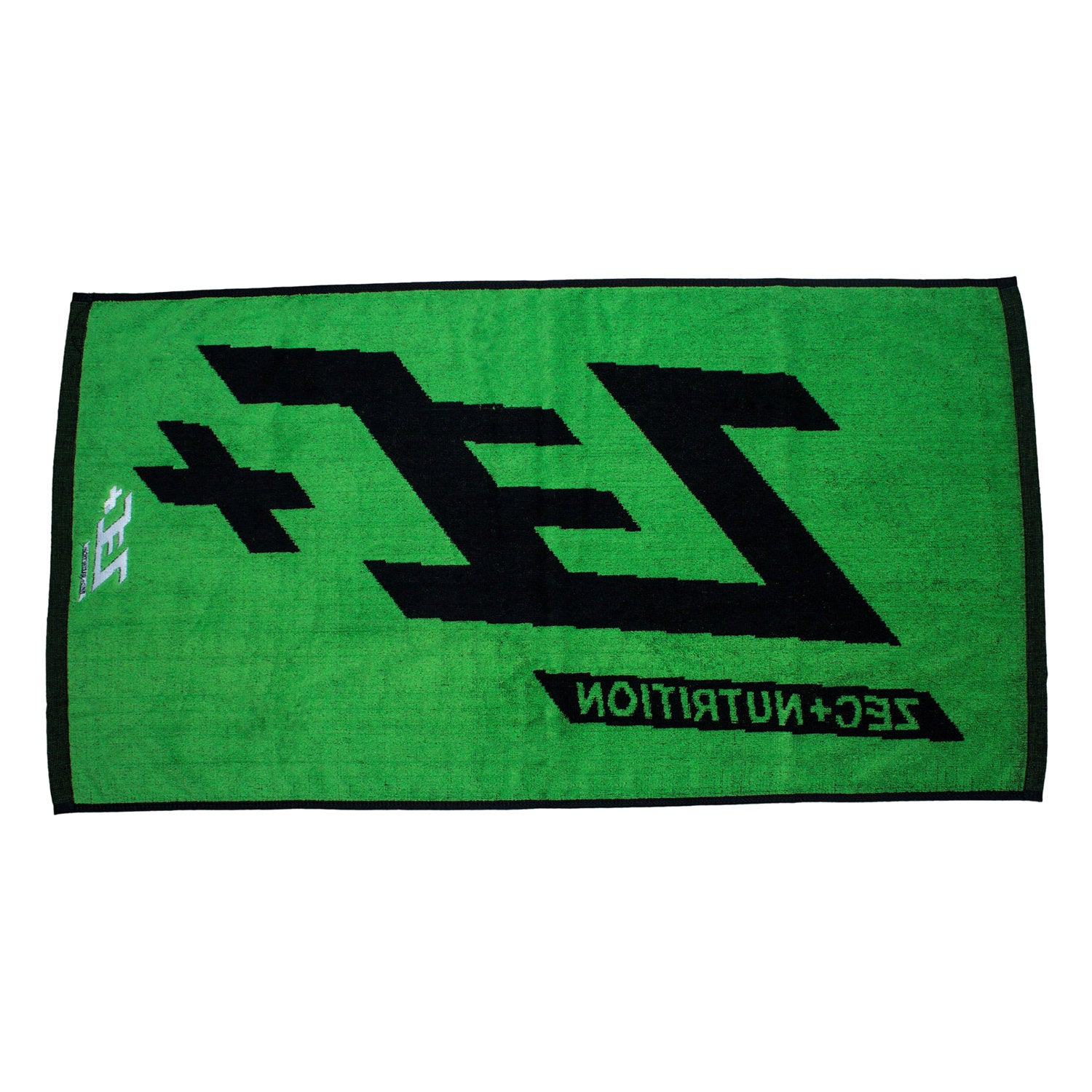 Zecplus Handtuch Schwarz Rückseite mit grünem Logo 100x51cm