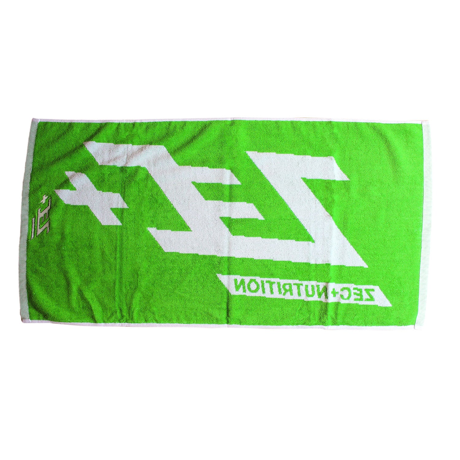 Zecplus Handtuch weiß Rückseite mit grünem Logo 100x51cm