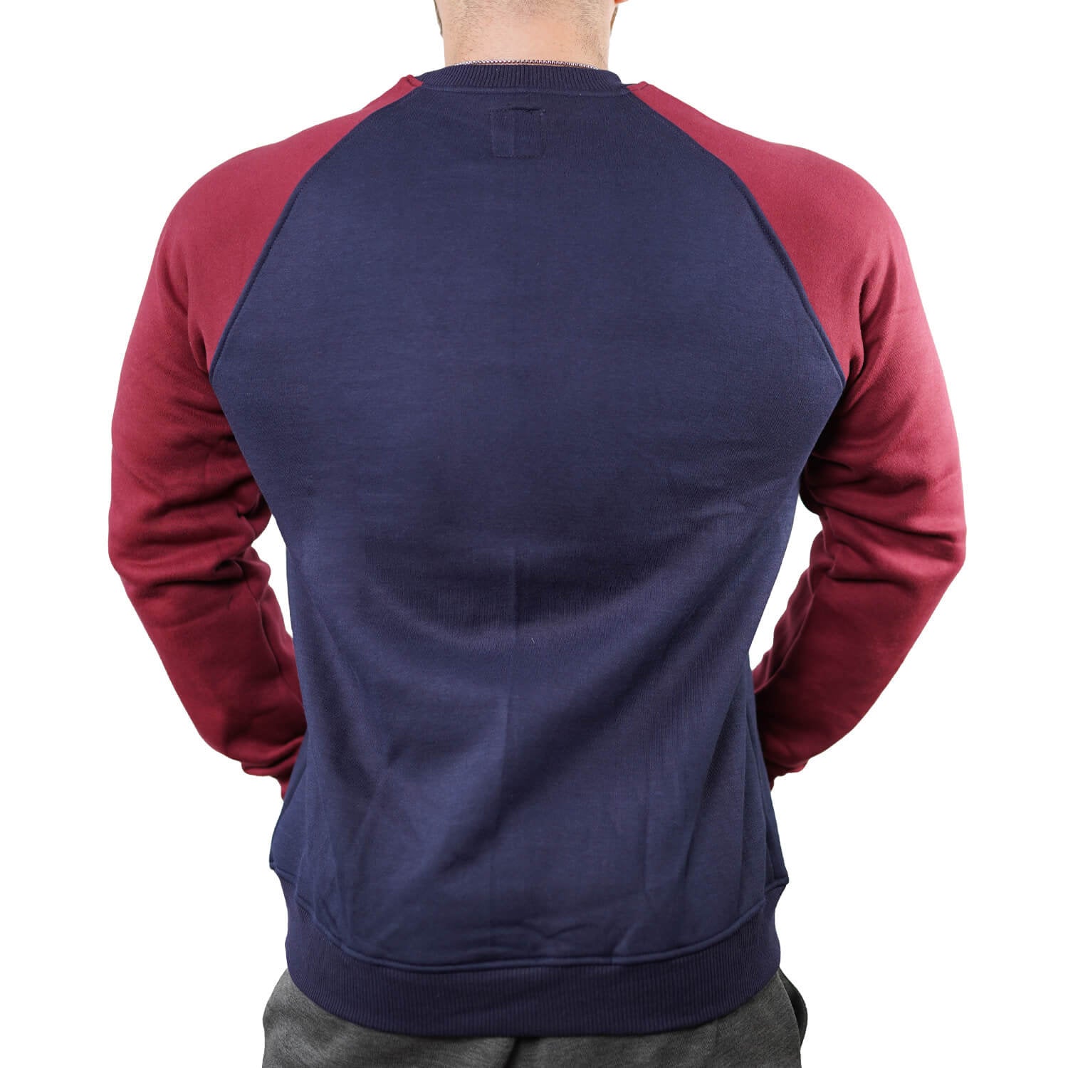 Zec+ Sweater Herren in Rot-Blau, Rückseite ohne Aufdruck