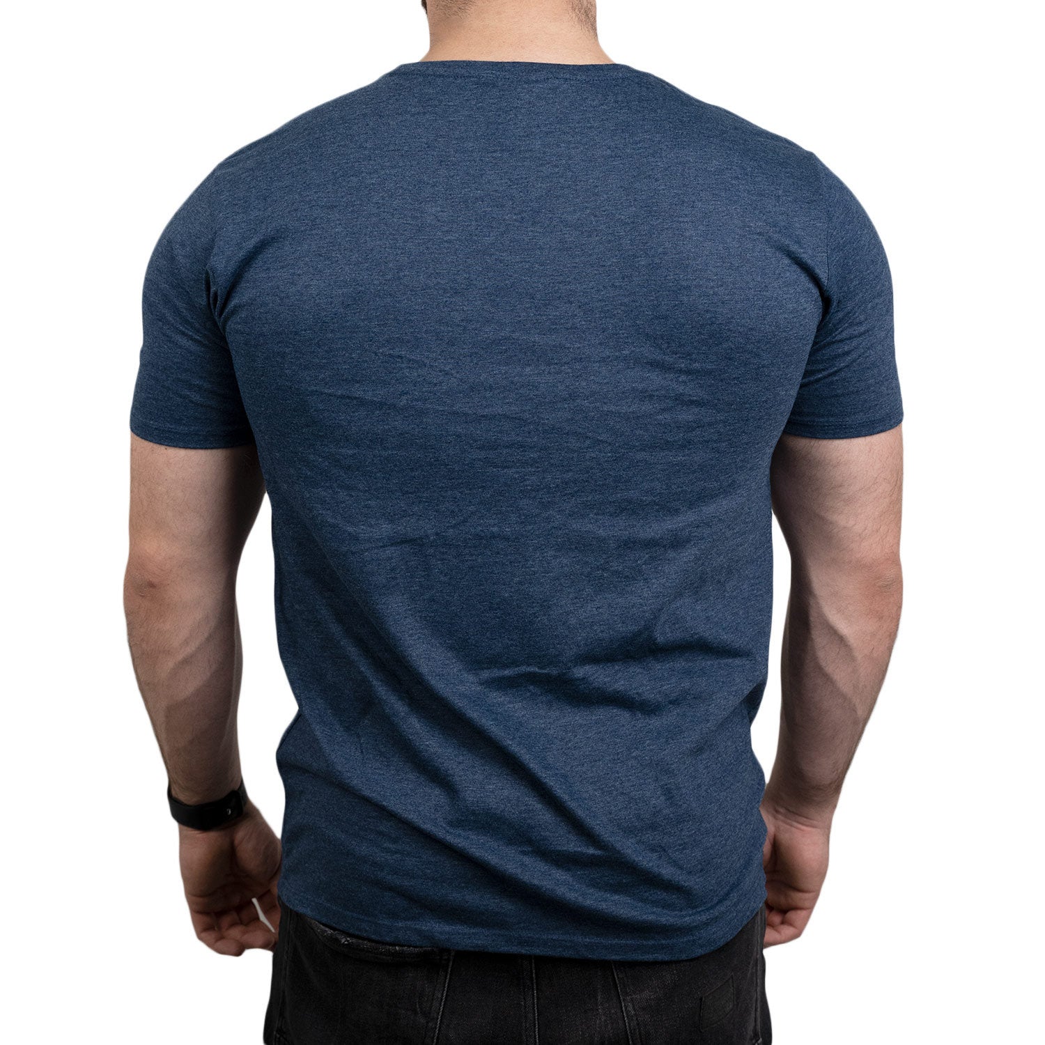 Zec+ Herren T-Shirt Melange Blau Rückseite schlicht