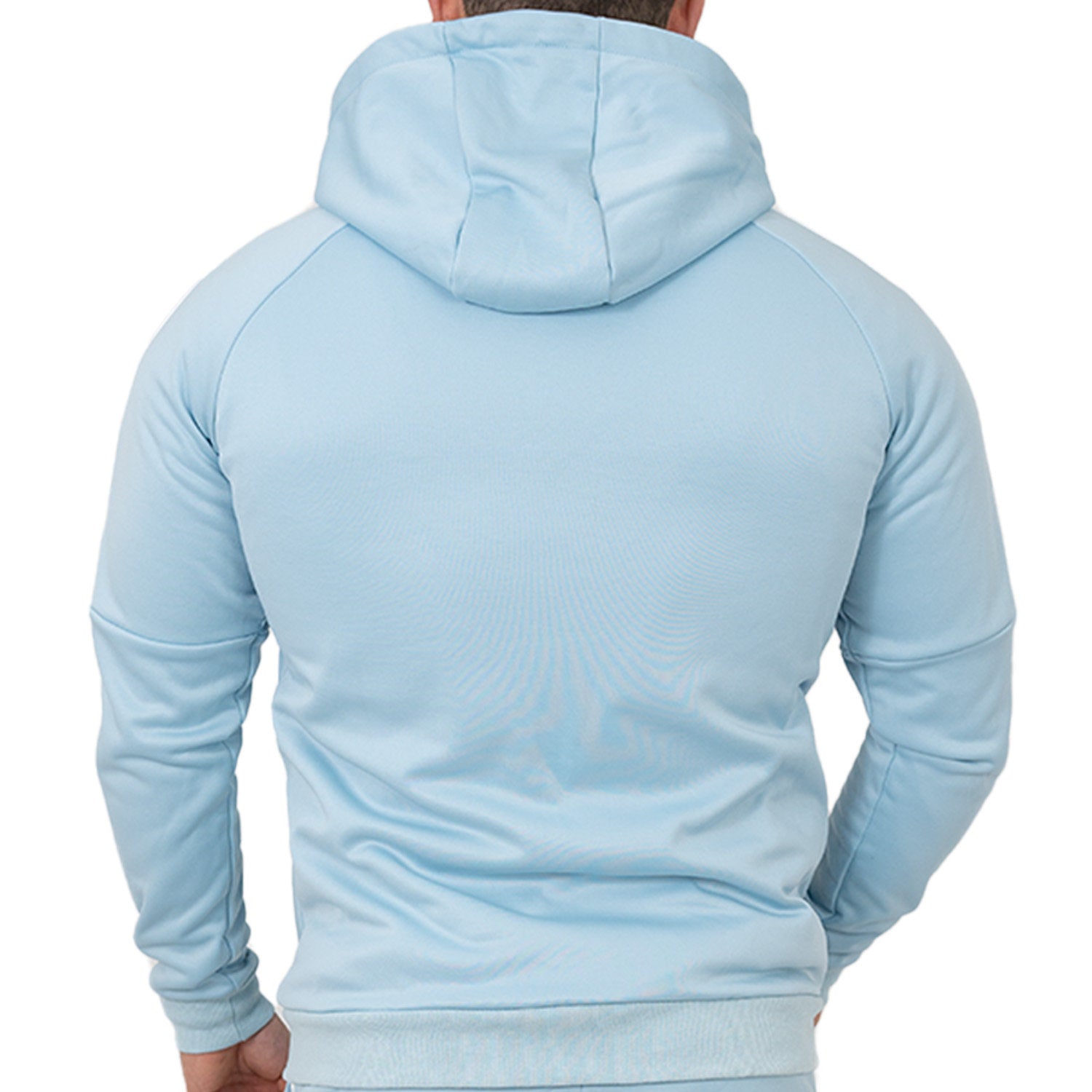 Zec+ Herren Trackuit Jacke in Blau, Rückansicht mit Kapuze