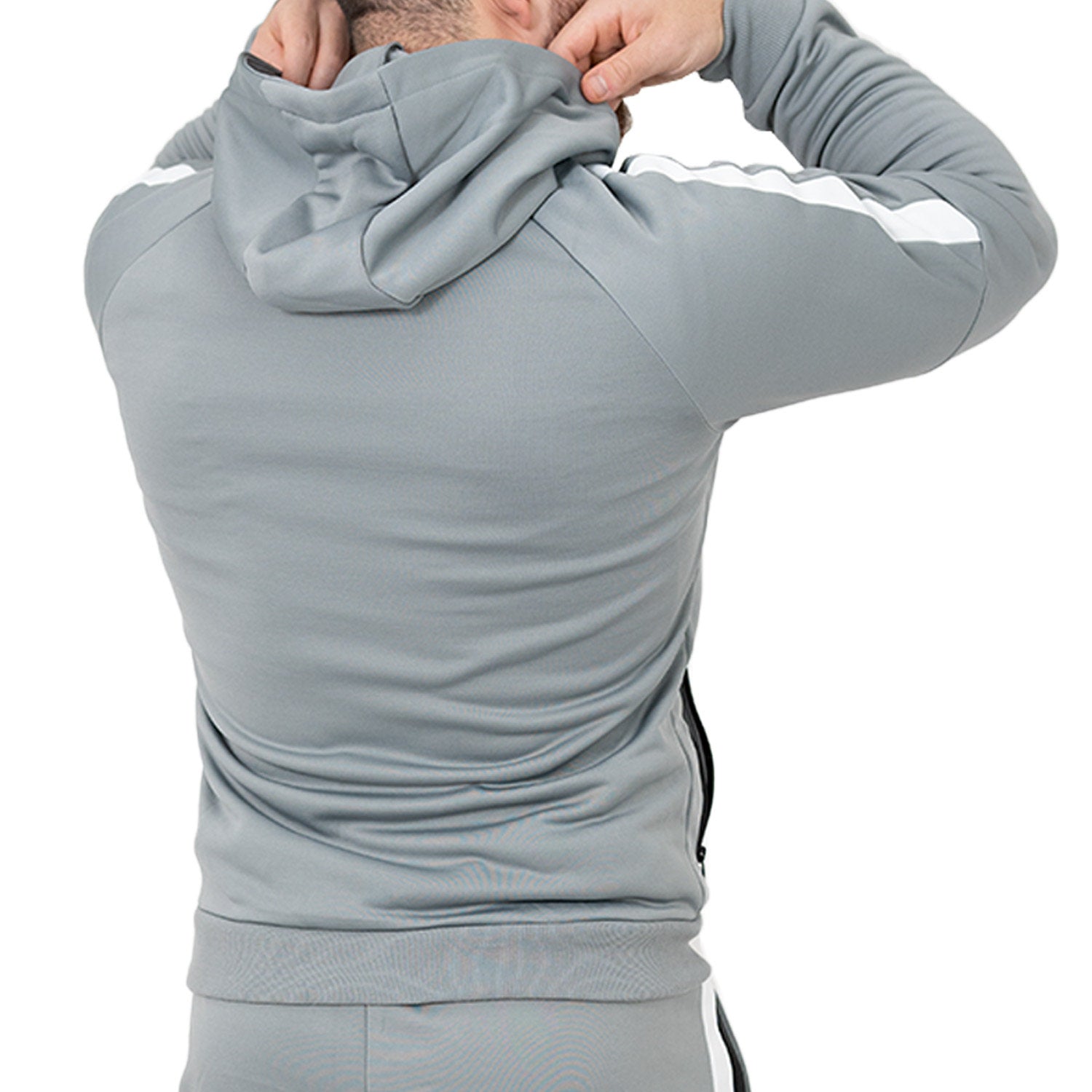 Zec+ Herren Tracksuit Jacke in Grau, Rückseite mit Kapuze