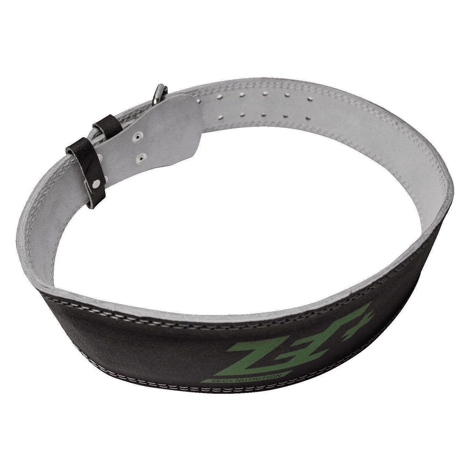 Zecplus Gewichthebergürtel Größe L bis 2XL Vorderseite Innenseite weißes Leder mit Löchern