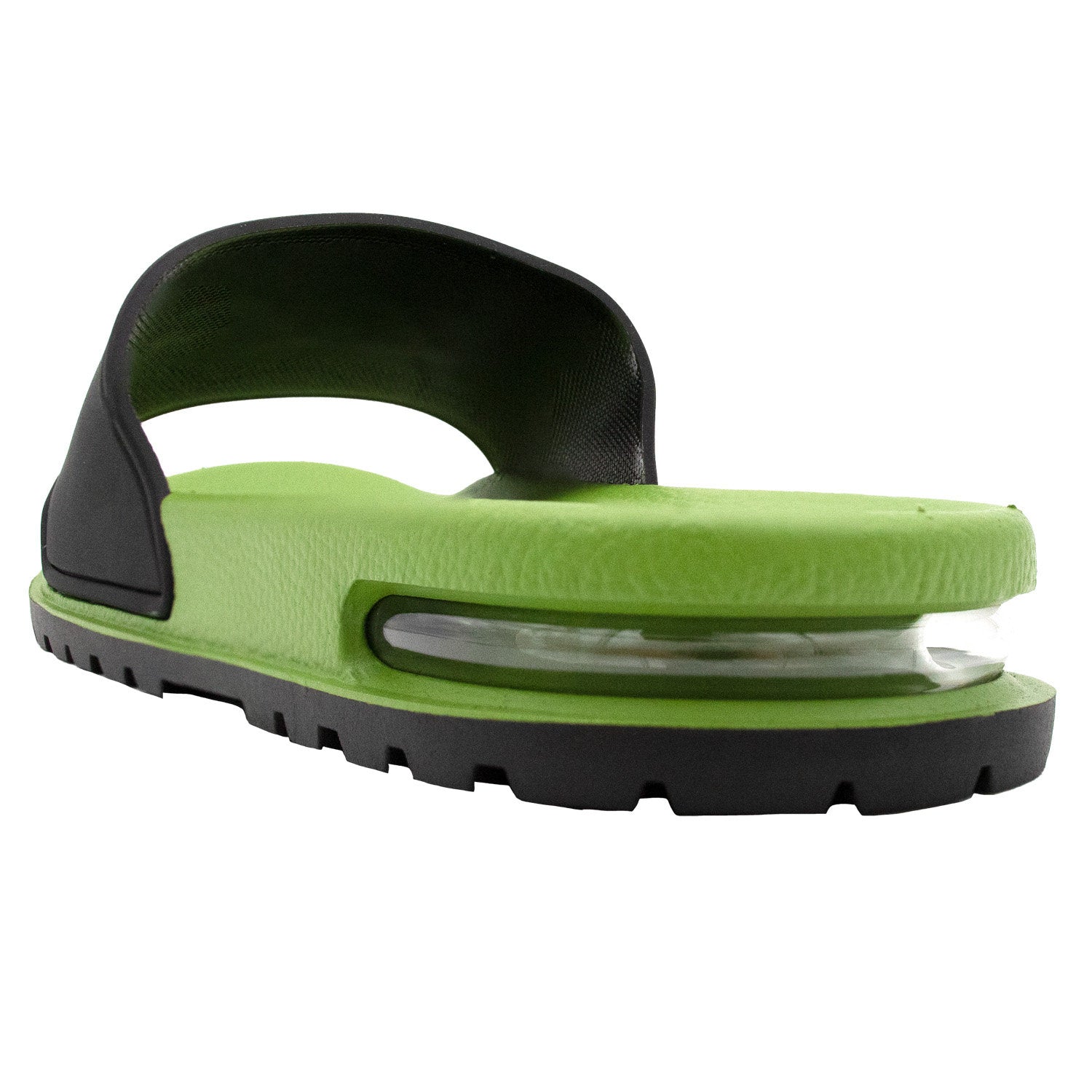 Zec+ Zectoletten grün-schwarz, Rückansicht mit sichtbarer Luftdämpfung in der Sohle