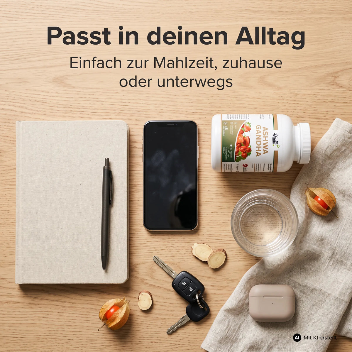 HEALTH+ ASHWAGANDHA mit KSM-66, 90 Kapseln