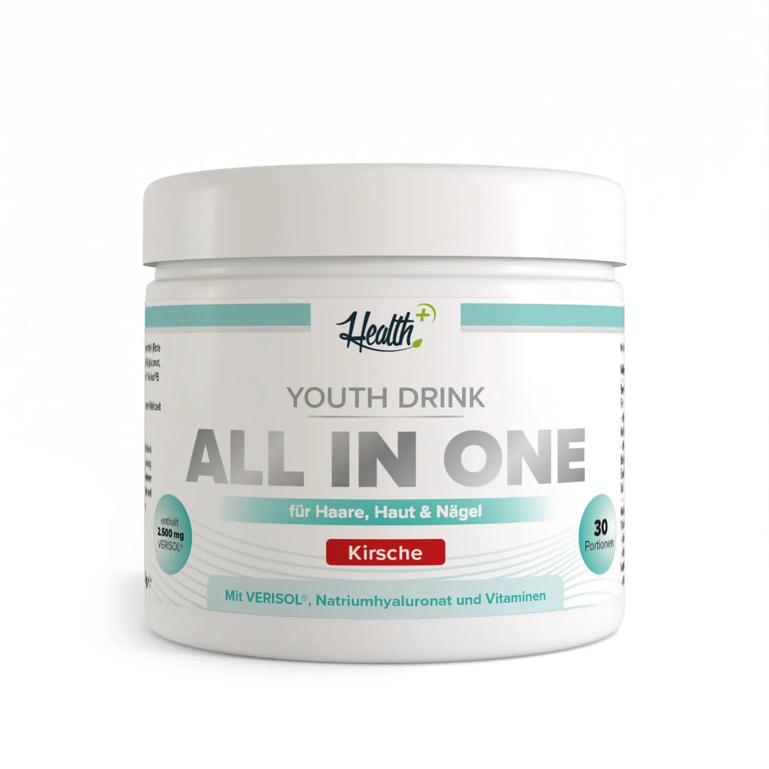 Healthplus All in One Youth Drink 126g Kirsche Vorderseite weiße Kunststoffdose