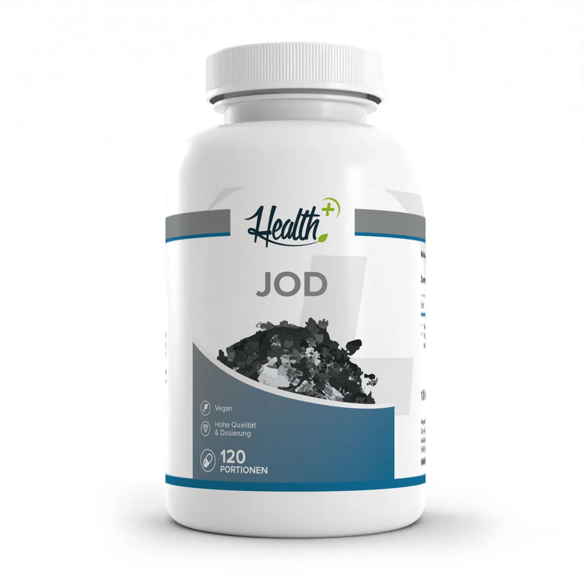 Healthplus Jod 120 Kapseln Vorderseite weiße Kunststoffdose