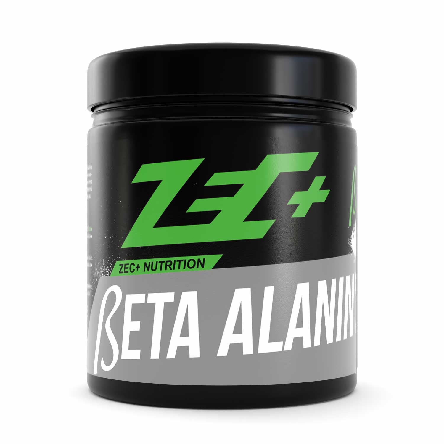 Zecplus Beta Alanin Pulver 500 g Vorderseite schwarze Kunststoffdose