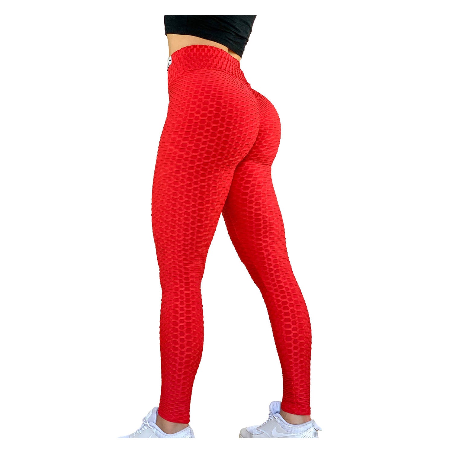 Damen Leggings Perfect Shape in Rot, hohe Taille, figurformend, Rückansicht