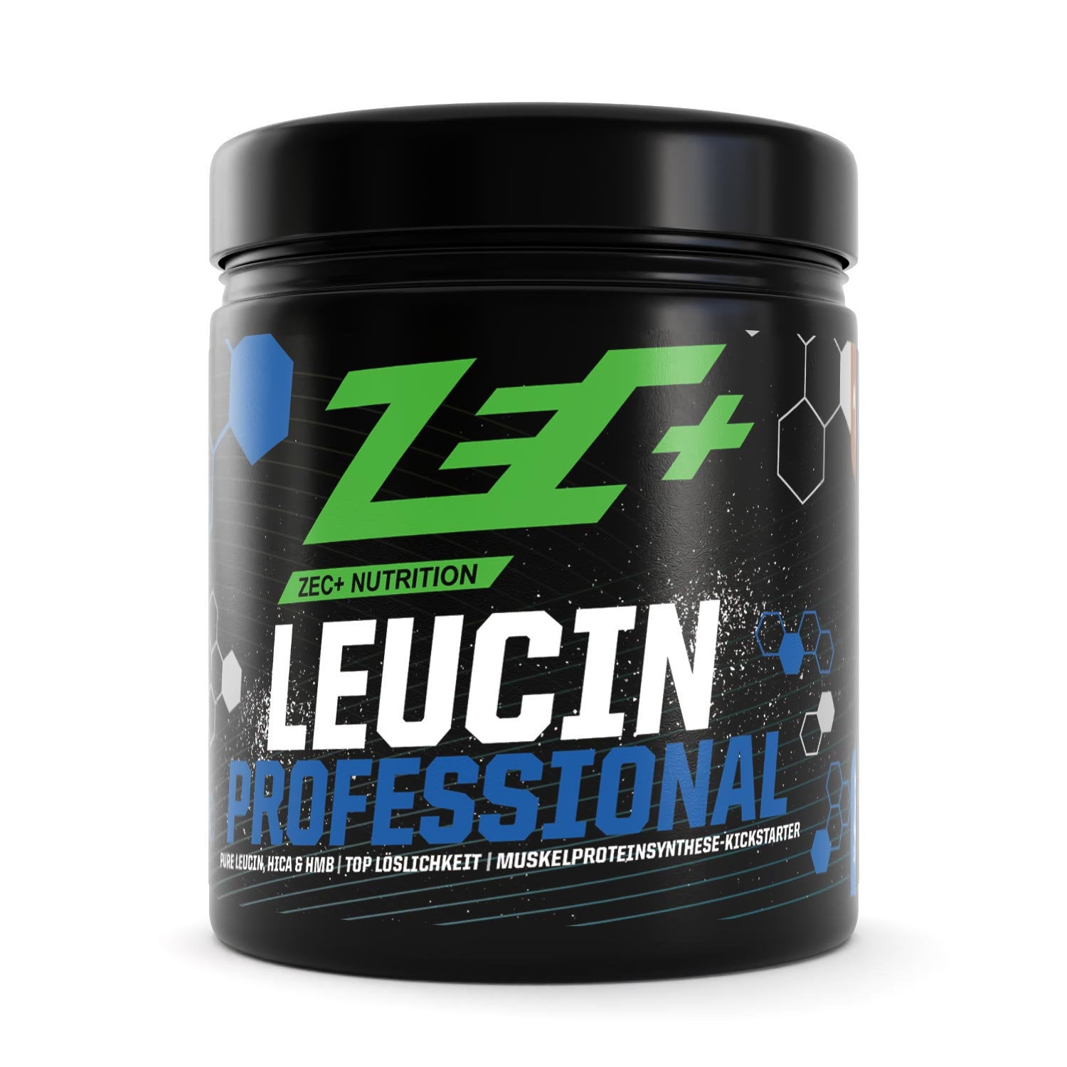 Zecplus Leucin Professional Pulver 270g Cola Vorderseite schwarze Kunststoffdose