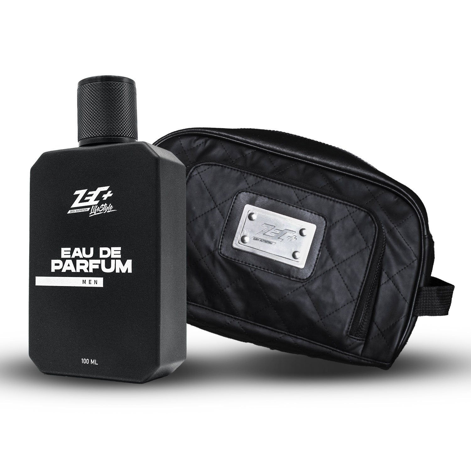 Zec+ Lifestyle Set mit schwarzem Kulturbeutel und Eau de Parfum 100ml Vorderseite