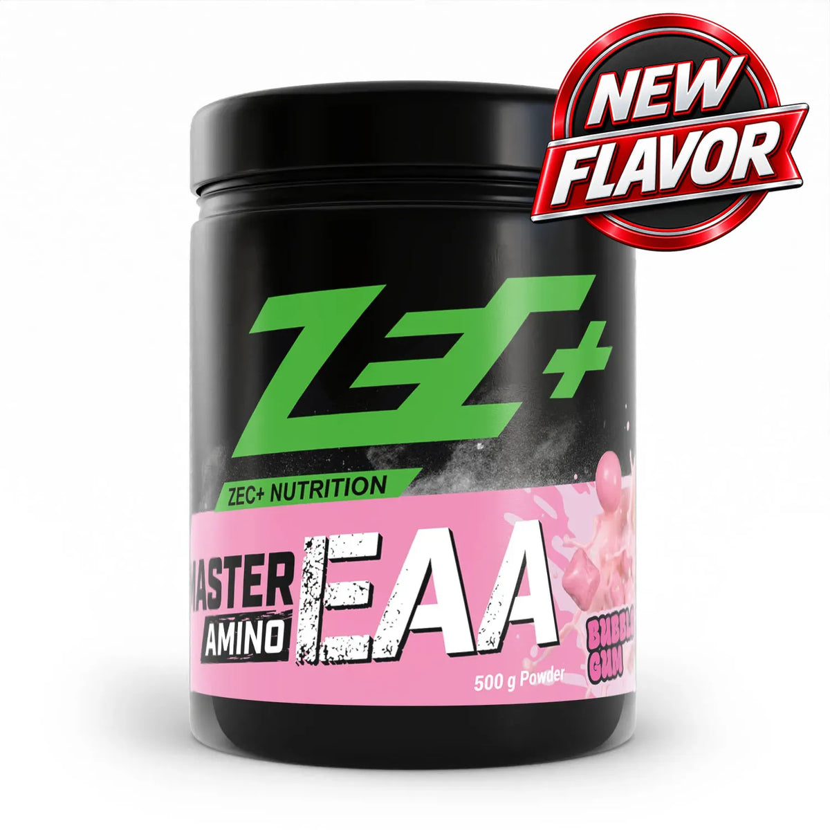 Zecplus Master Amino EAA Bubblegum 500g Pulver Vorderseite schwarze Kunststoffdose