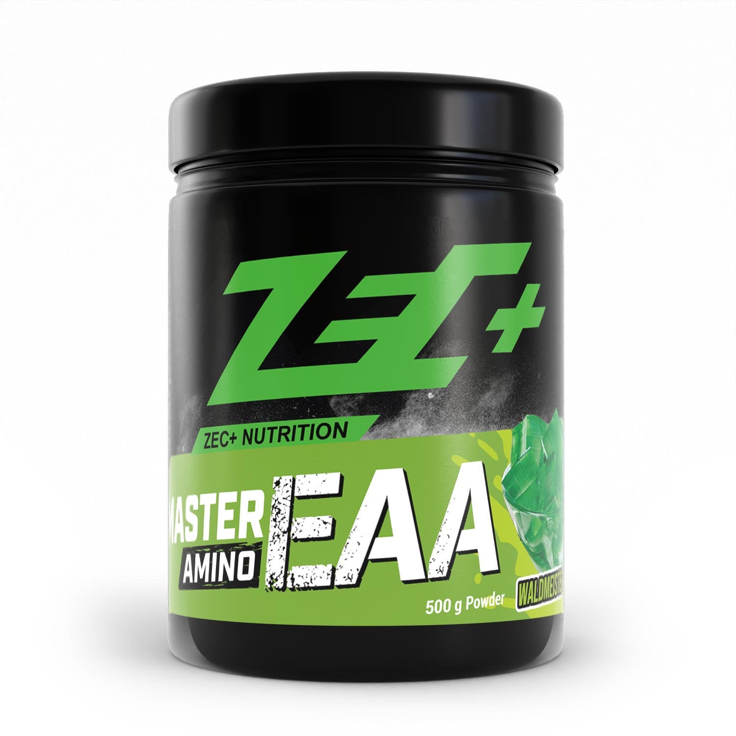 Zecplus Master Amino EAA Waldmeister 500g Pulver Vorderseite schwarze Kunststoffdose
