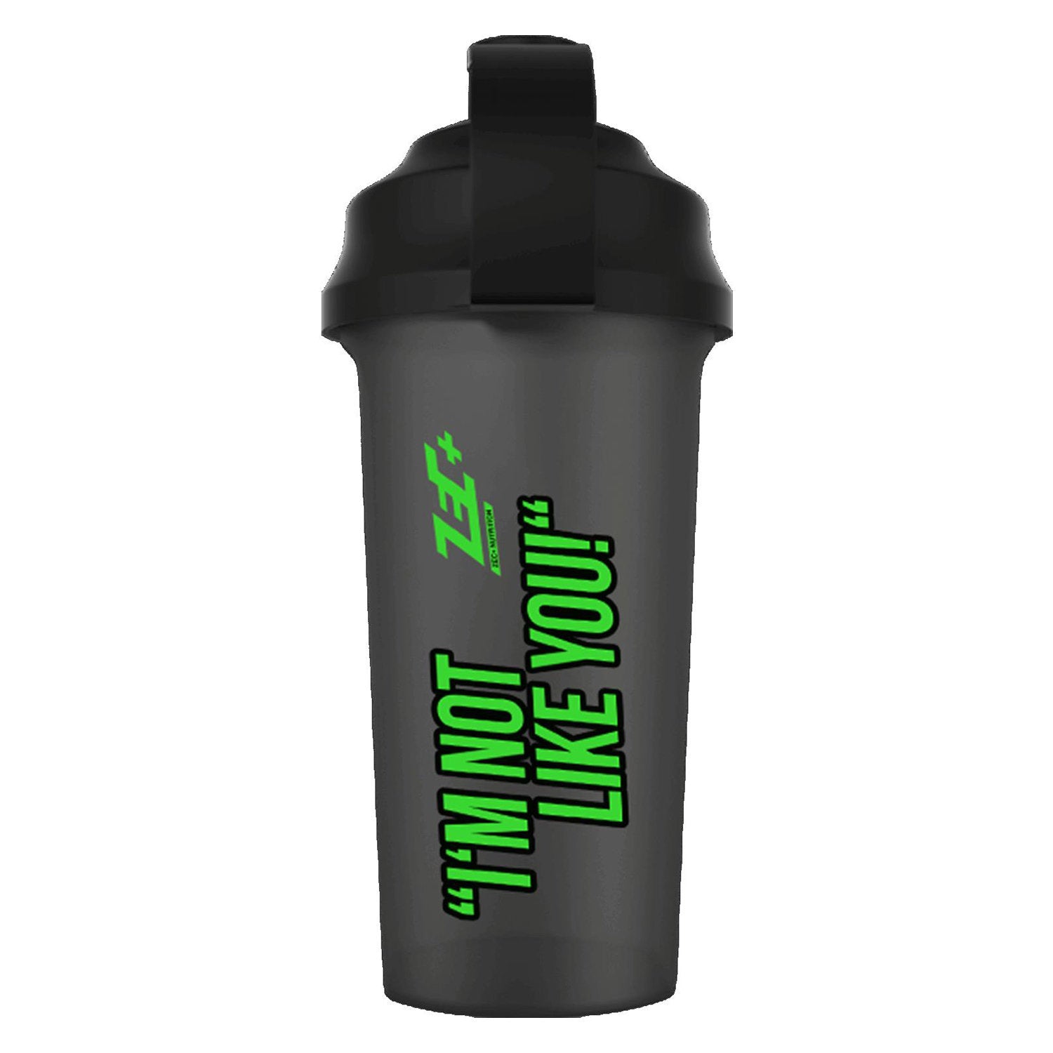 Schwarzer Zec+ Shaker 700ml mit grünem Aufdruck I'M NOT LIKE YOU! Vorderseite