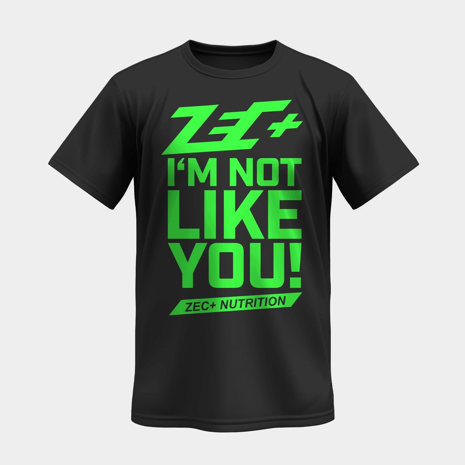 Schwarzes Herren T-Shirt mit grünem Print I’m not like you! Vorderansicht