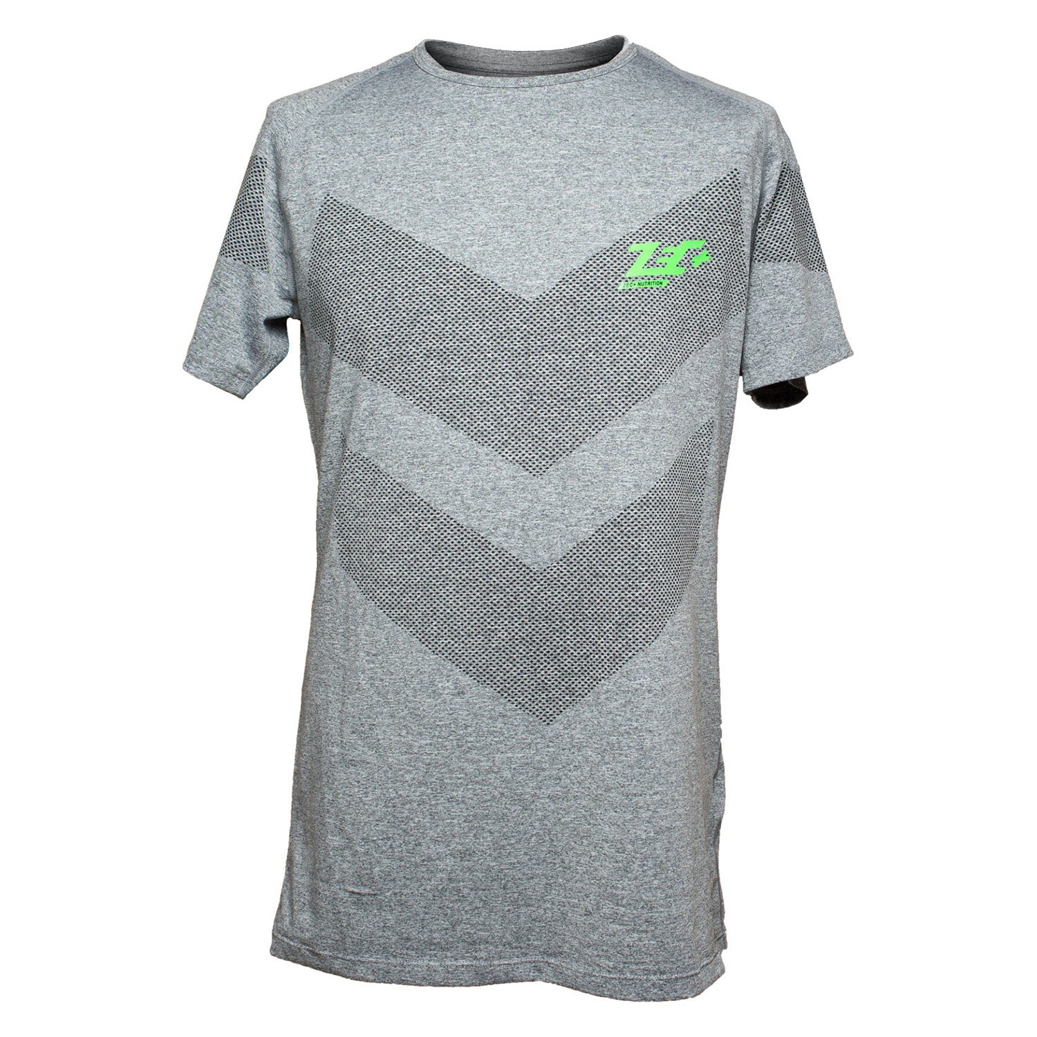Zec+ Herren T-Shirt dunkelgrau mit Logo und Pfeilmuster, Vorderseite