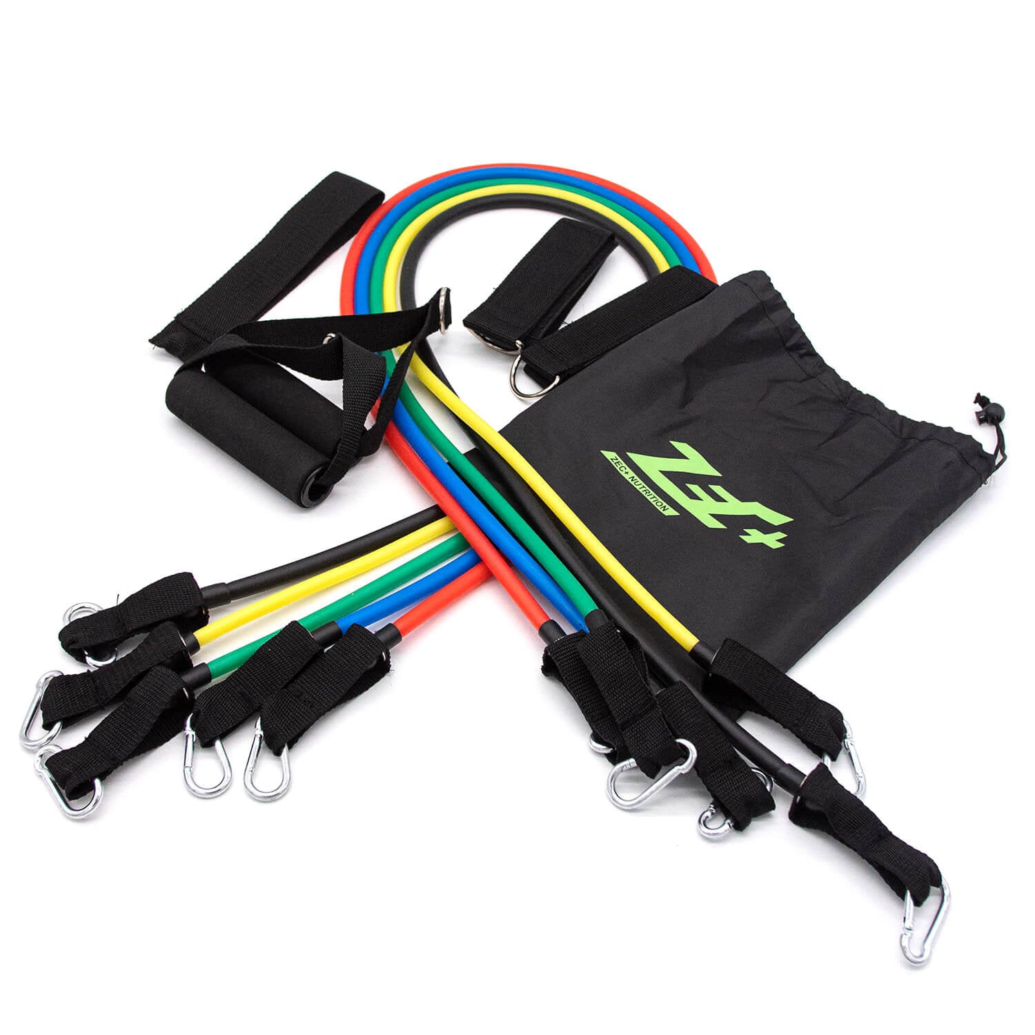 Zec+ Widerstandsbänder 5er Set mit Griffen, Zubehör und schwarzem Aufbewahrungsbeutel