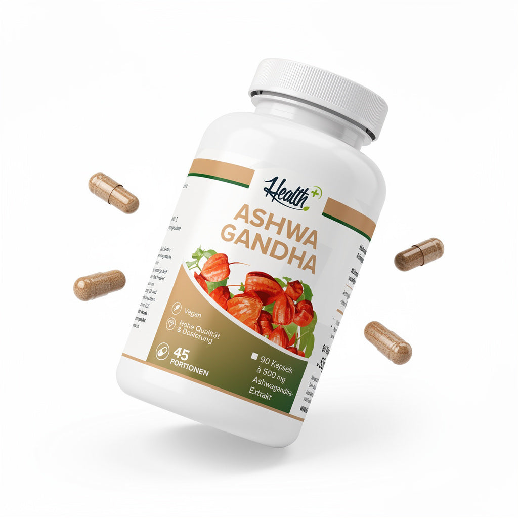 HEALTH+ ASHWAGANDHA mit KSM-66, 90 Kapseln