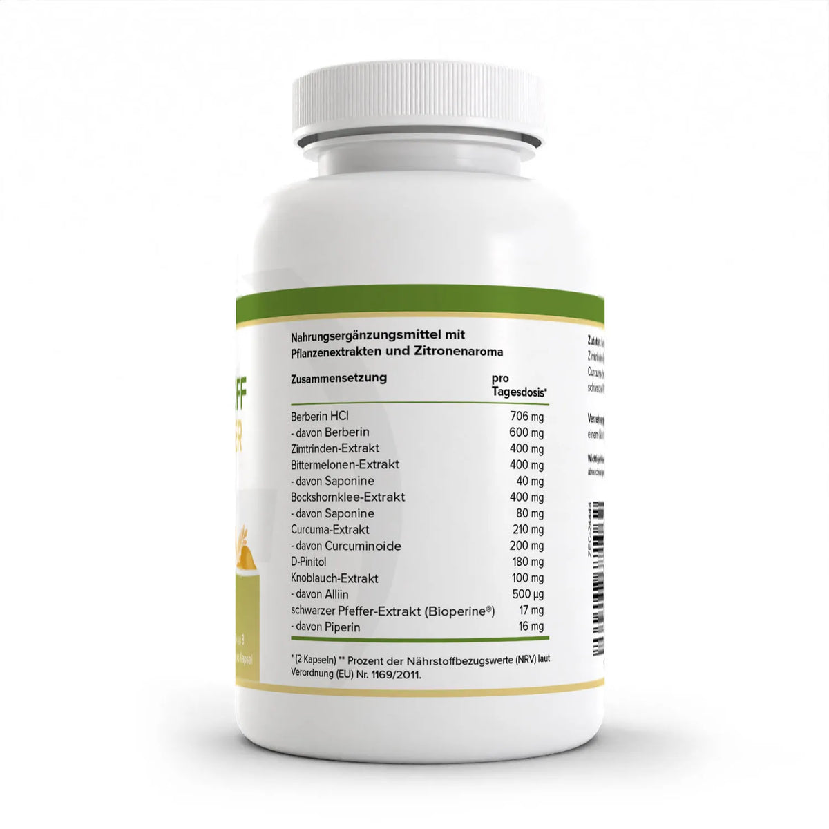 Healthplus Nährstoff Optimizer 120 Kapseln Rückseite Nährwerte Zusammensetzung weiße Kunststoffdose