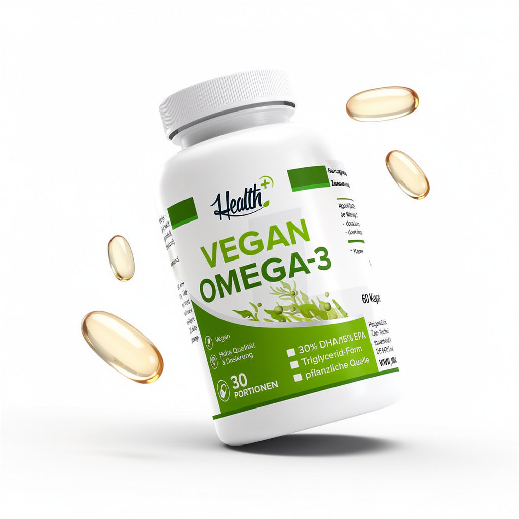 HEALTH+ Algen-Öl Kapseln | Vegan Omega 3, 60 Kapseln