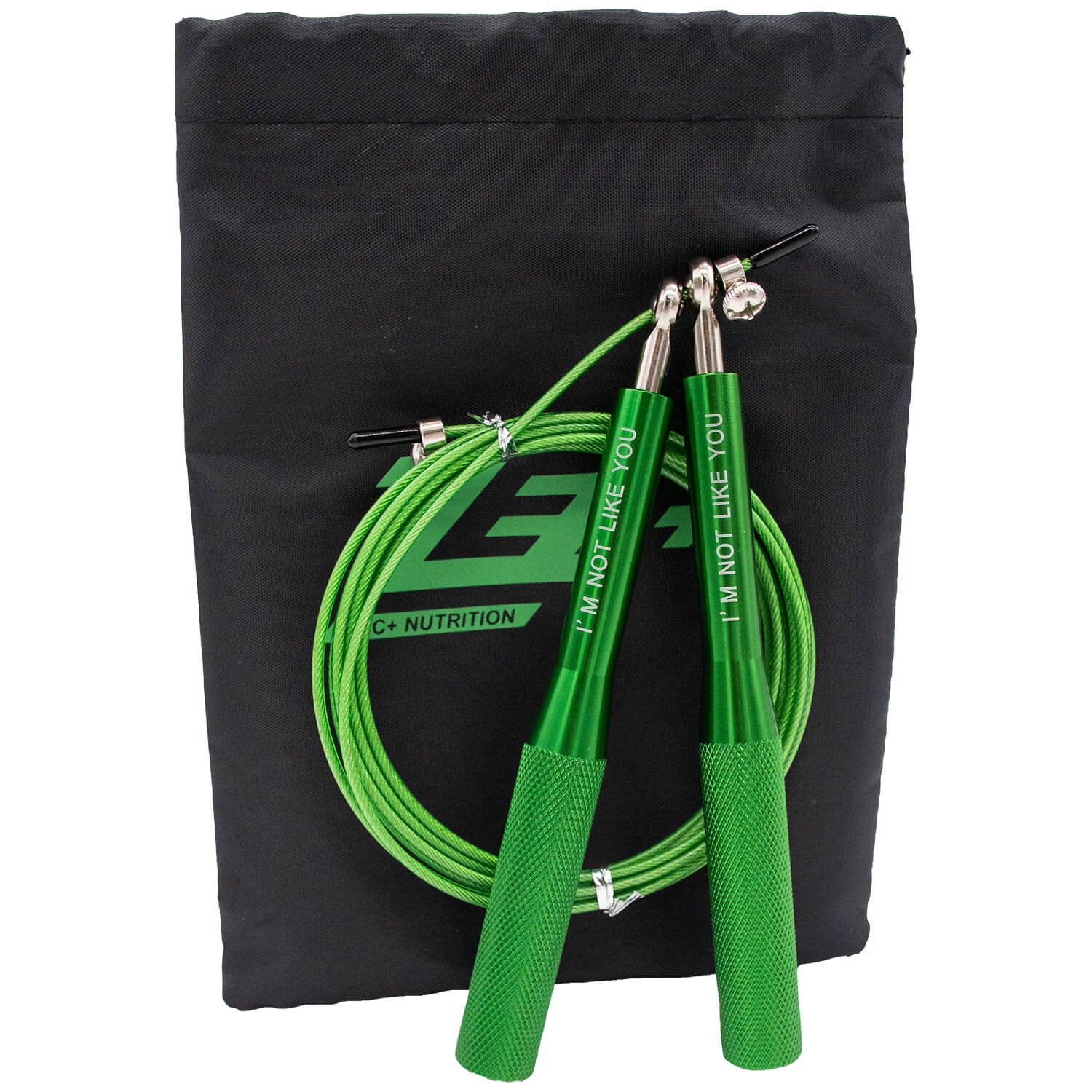 Zec+ Springseil grün mit Metallgriffen und Beutel, aufgewickelt