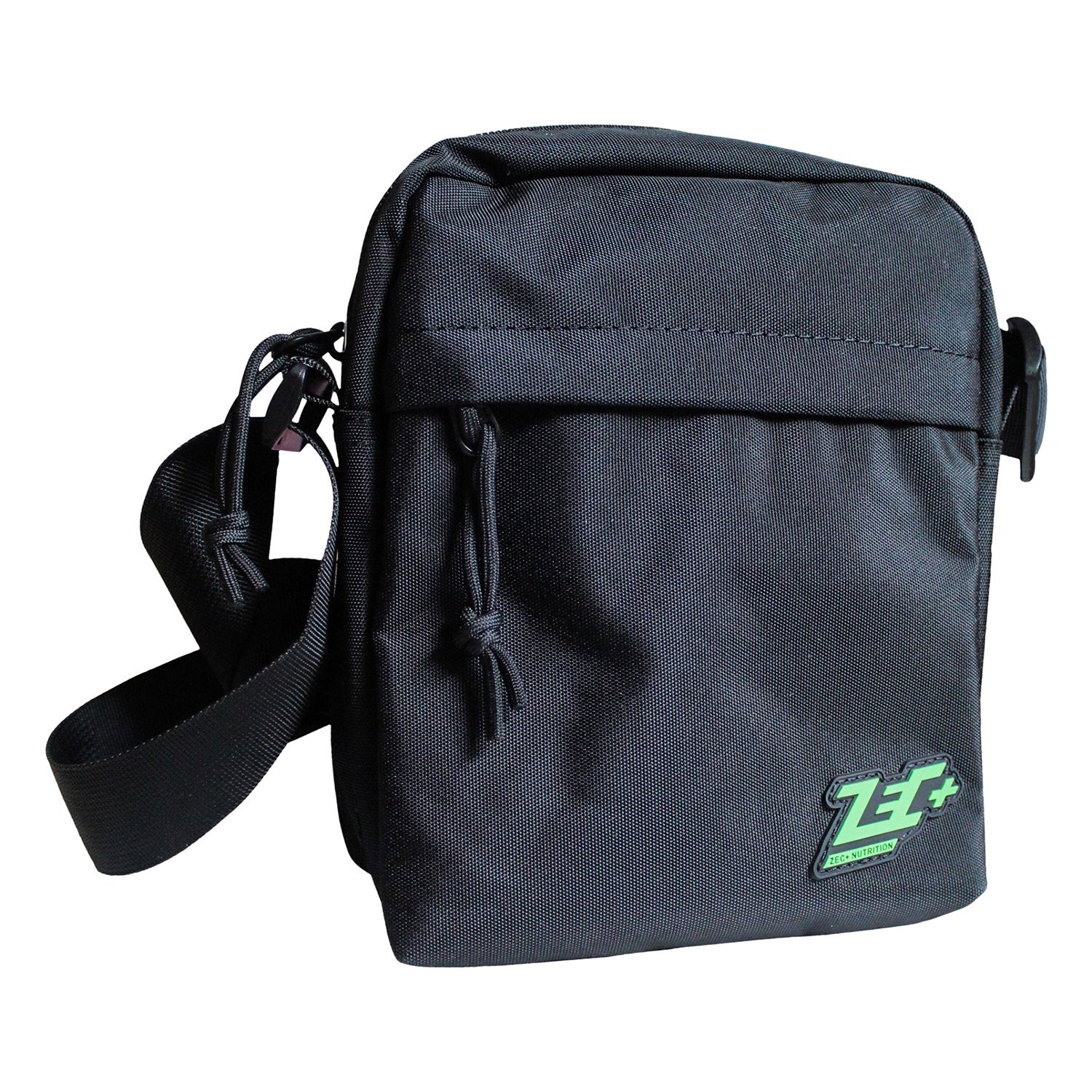 Zec+ Ticka Schultertasche, schwarze Vorderseite mit Logo