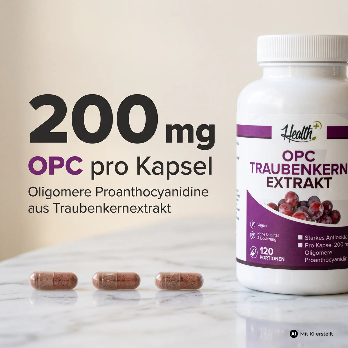 HEALTH+ OPC TRAUBENKERN EXTRAKT, 120 Kapseln