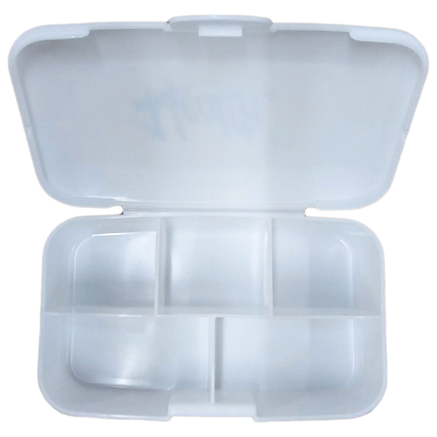 Healthplus Pillenbox geöffnet Draufsicht mit fünf Fächern