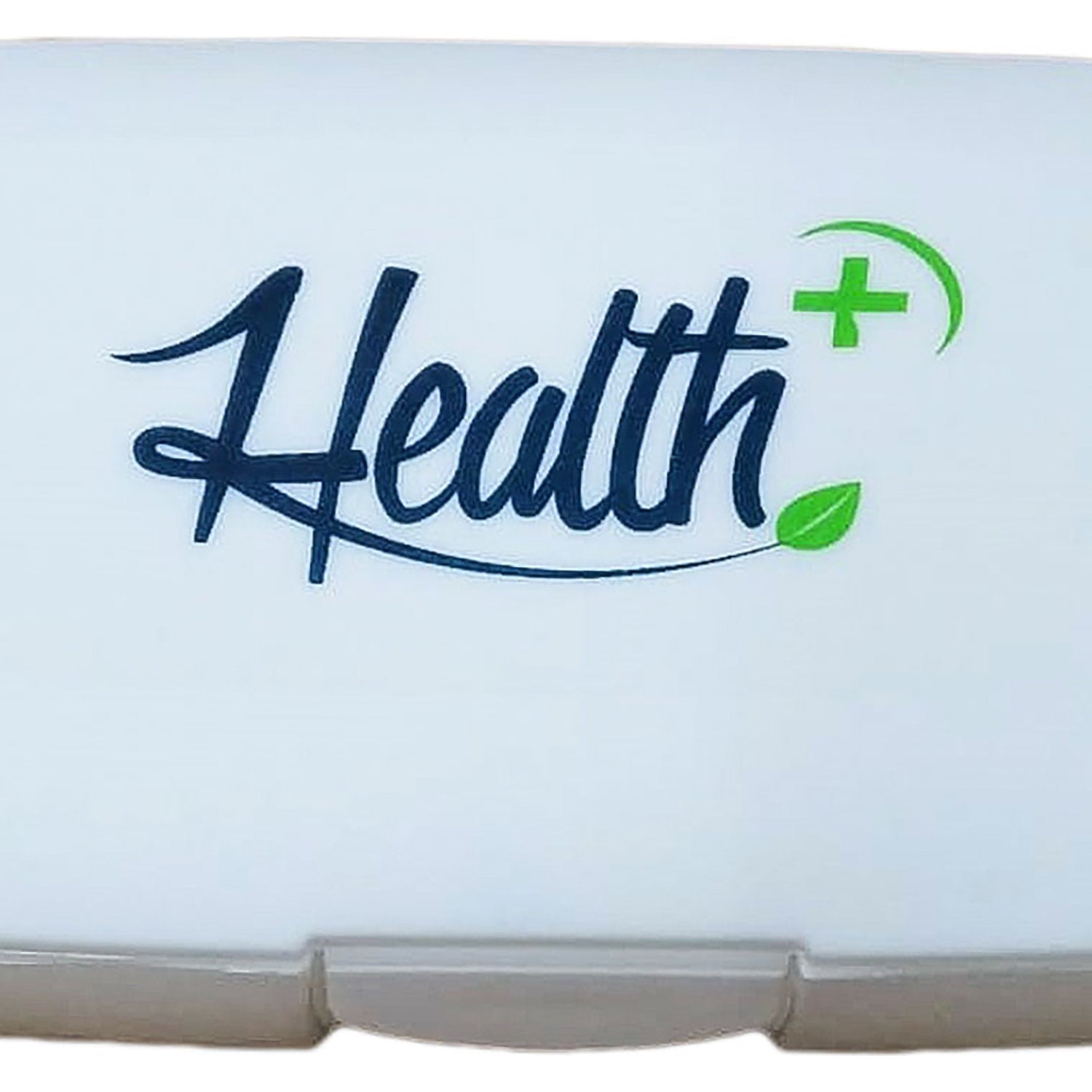 Healthplus Pillenbox Detailansicht weiß mit Logo