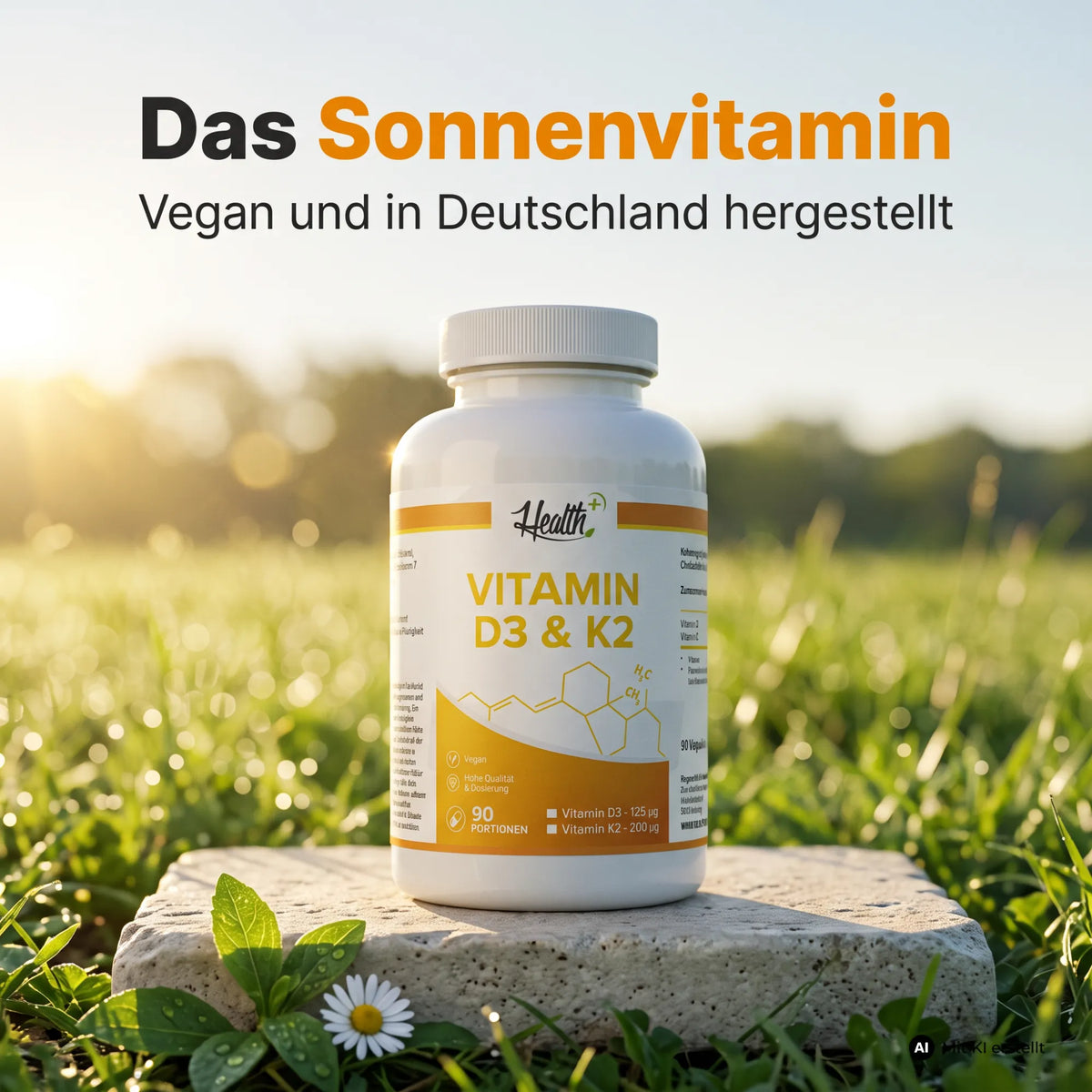 HEALTH+ VITAMIN D3 & K2, 90 Kapseln