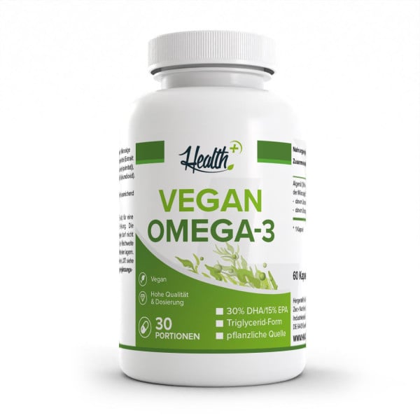 HEALTH+ Algen-Öl Kapseln | Vegan Omega 3, 60 Kapseln