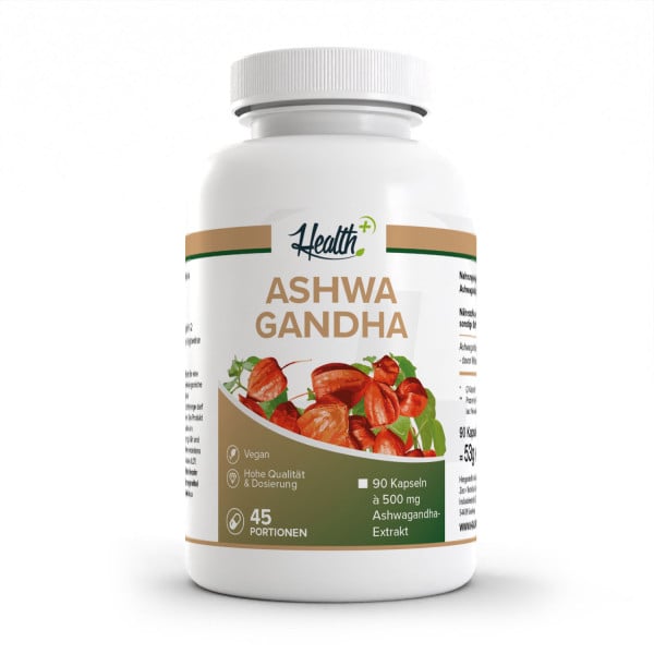 HEALTH+ ASHWAGANDHA mit KSM-66, 90 Kapseln